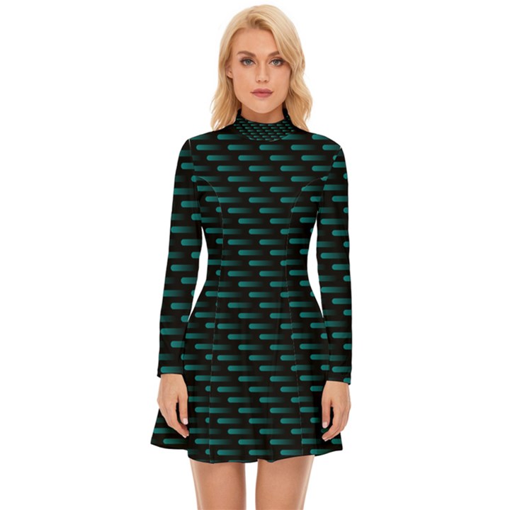 Lines Pattern Texture Stripes Particles Modern Long Sleeve Velour Longline Dress