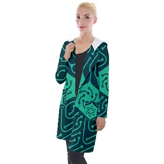 Circuit Hexagonal Geometric Pattern Background Green Hooded Pocket Cardigan by Jancukart