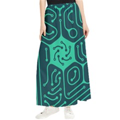 Circuit Hexagonal Geometric Pattern Background Green Maxi Chiffon Skirt by Jancukart