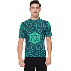 Circuit Hexagonal Geometric Pattern Background Green Men s Short Sleeve Rash Guard