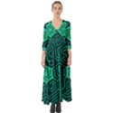 Circuit Hexagonal Geometric Pattern Background Green Button Up Boho Maxi Dress View1