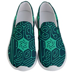 Circuit Hexagonal Geometric Pattern Background Green Men s Lightweight Slip Ons