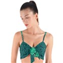 Circuit Hexagonal Geometric Pattern Background Green Woven Tie Front Bralet View1