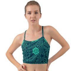 Circuit Hexagonal Geometric Pattern Background Green Mini Tank Bikini Top by Jancukart