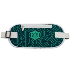 Circuit Hexagonal Geometric Pattern Background Green Rounded Waist Pouch