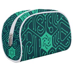 Circuit Hexagonal Geometric Pattern Background Green Make Up Case (medium)