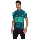 Circuit Hexagonal Geometric Pattern Background Green Men s Short Sleeve Cycling Jersey View2