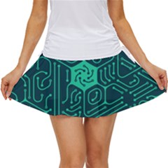 Circuit Hexagonal Geometric Pattern Background Green Women s Skort