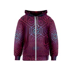 Circuit Hexagonal Geometric Pattern Background Purple Kids  Zipper Hoodie