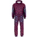 Circuit Hexagonal Geometric Pattern Background Purple Hooded Jumpsuit (Men) View1