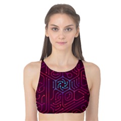 Circuit Hexagonal Geometric Pattern Background Purple Tank Bikini Top