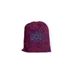 Circuit Hexagonal Geometric Pattern Background Purple Drawstring Pouch (xs) by Jancukart