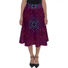 Circuit Hexagonal Geometric Pattern Background Purple Perfect Length Midi Skirt