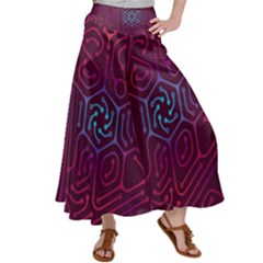 Circuit Hexagonal Geometric Pattern Background Purple Women s Satin Palazzo Pants