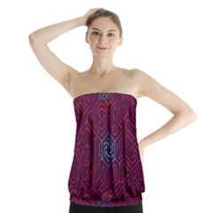 Circuit Hexagonal Geometric Pattern Background Purple Strapless Top