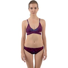 Circuit Hexagonal Geometric Pattern Background Purple Wrap Around Bikini Set