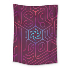 Circuit Hexagonal Geometric Pattern Background Purple Medium Tapestry