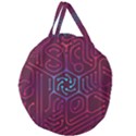 Circuit Hexagonal Geometric Pattern Background Purple Giant Round Zipper Tote View2