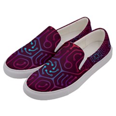 Circuit Hexagonal Geometric Pattern Background Purple Men s Canvas Slip Ons