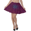 Circuit Hexagonal Geometric Pattern Background Purple Velvet Skater Skirt View1