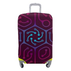 Circuit Hexagonal Geometric Pattern Background Purple Luggage Cover (small) by Jancukart