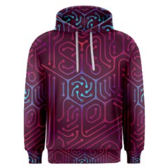 Circuit Hexagonal Geometric Pattern Background Purple Men s Overhead Hoodie