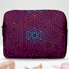 Circuit Hexagonal Geometric Pattern Background Purple Make Up Pouch (large)