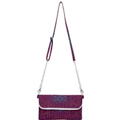 Circuit Hexagonal Geometric Pattern Background Purple Mini Crossbody Handbag