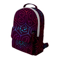 Circuit Hexagonal Geometric Pattern Background Purple Flap Pocket Backpack (large)