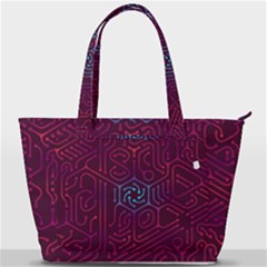 Circuit Hexagonal Geometric Pattern Background Purple Back Pocket Shoulder Bag 