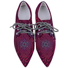 Circuit Hexagonal Geometric Pattern Background Purple Pointed Oxford Shoes by Jancukart