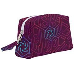 Circuit Hexagonal Geometric Pattern Background Purple Wristlet Pouch Bag (large) by Jancukart