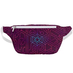 Circuit Hexagonal Geometric Pattern Background Purple Waist Bag  by Jancukart