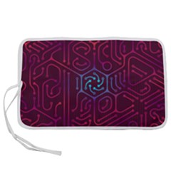 Circuit Hexagonal Geometric Pattern Background Purple Pen Storage Case (m) by Jancukart