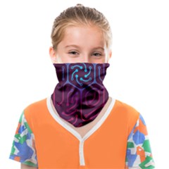 Circuit Hexagonal Geometric Pattern Background Purple Face Covering Bandana (kids)