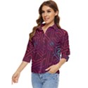 Circuit Hexagonal Geometric Pattern Background Purple Women s Quarter Sleeve Pocket Shirt View3