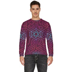 Circuit Hexagonal Geometric Pattern Background Purple Men s Fleece Sweatshirt