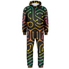 Circuit Hexagonal Geometric Pattern Background Pattern Hooded Jumpsuit (men)