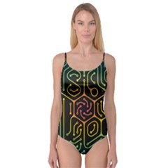 Circuit Hexagonal Geometric Pattern Background Pattern Camisole Leotard 