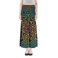 Circuit Hexagonal Geometric Pattern Background Pattern Full Length Maxi Skirt