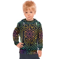 Circuit Hexagonal Geometric Pattern Background Pattern Kids  Hooded Pullover by Jancukart