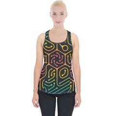 Circuit Hexagonal Geometric Pattern Background Pattern Piece Up Tank Top