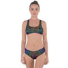 Circuit Hexagonal Geometric Pattern Background Pattern Criss Cross Bikini Set