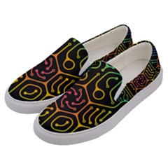 Circuit Hexagonal Geometric Pattern Background Pattern Men s Canvas Slip Ons