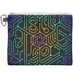 Circuit Hexagonal Geometric Pattern Background Pattern Canvas Cosmetic Bag (xxxl)