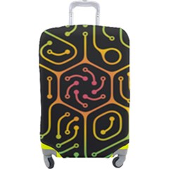 Circuit Hexagonal Geometric Pattern Background Pattern Luggage Cover (large) by Jancukart