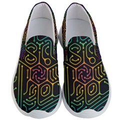 Circuit Hexagonal Geometric Pattern Background Pattern Men s Lightweight Slip Ons