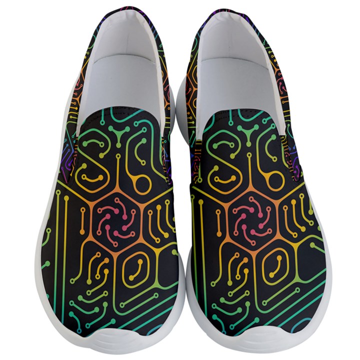 Circuit Hexagonal Geometric Pattern Background Pattern Men s Lightweight Slip Ons