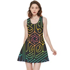 Circuit Hexagonal Geometric Pattern Background Pattern Inside Out Reversible Sleeveless Dress