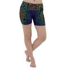 Circuit Hexagonal Geometric Pattern Background Pattern Lightweight Velour Yoga Shorts